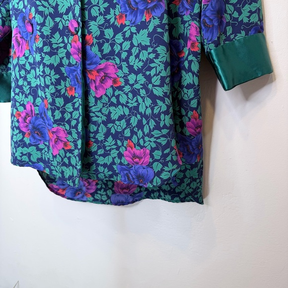 VS | VTG Gold Label Floral Ivy Print Relaxed Mini Nightie Robe Sleep Shirt - Picture 10 of 16